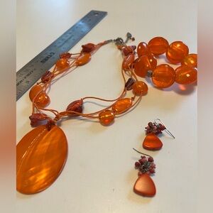 Orange Beaded Jewelry Set
